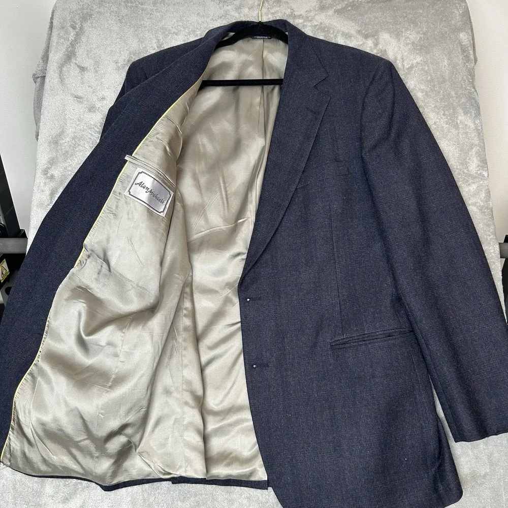 100% Pure Wool USA Made Blazer Suit Jacket Coat Alan Michaels Sz 44-52 Navy Blue